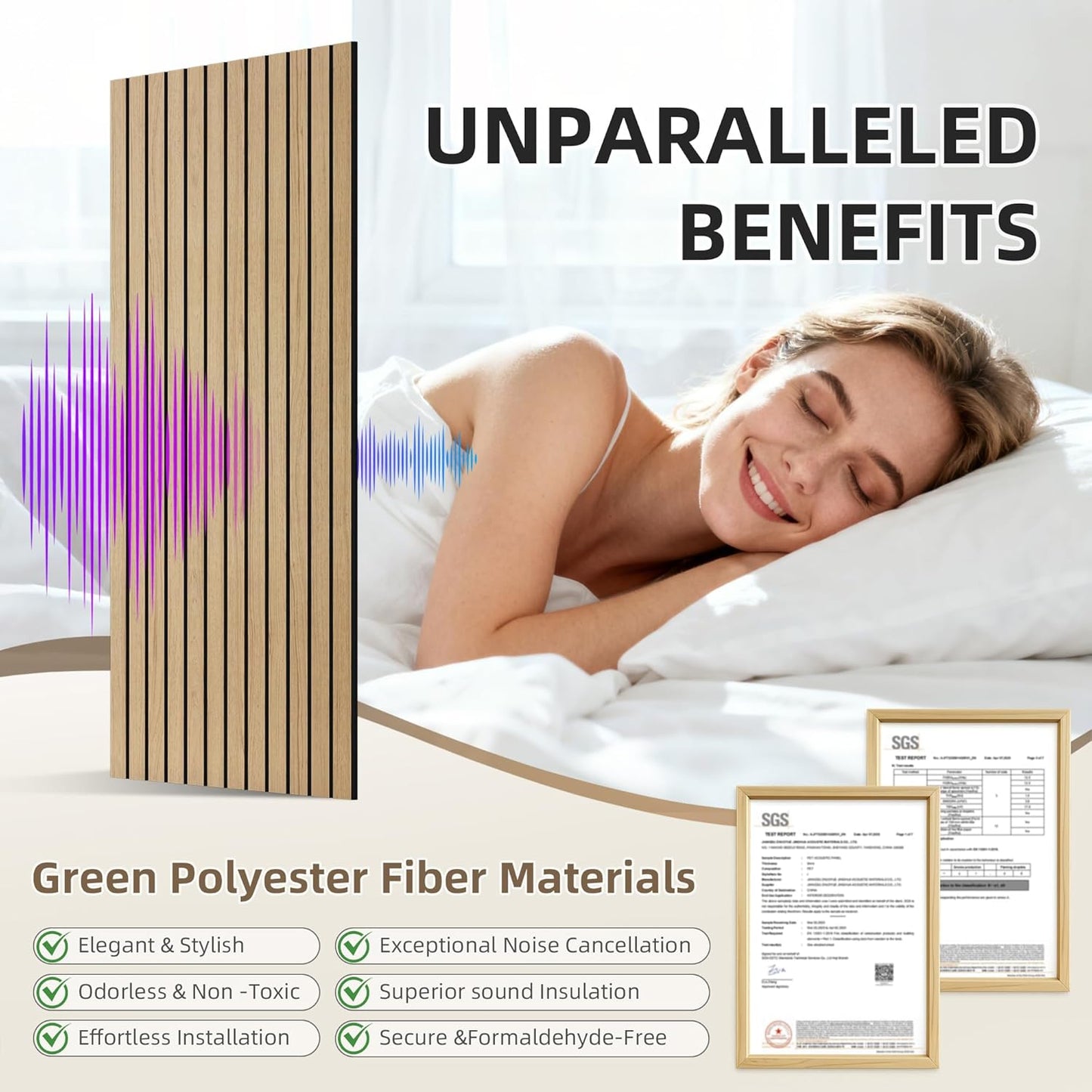 TO-TH Wood-Look Acoustic Panel, 4 Pack 47.2” x 23.6” Soundproof Wall Panels, Decorative Sound Absorbers Large Acoustic Panels for Home, Office, Basement, Teak