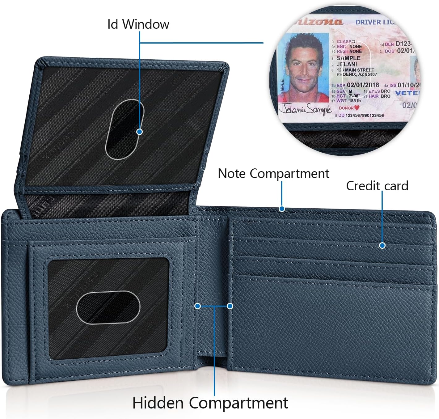 RUNBOX Wallet for Men Slim Rfid Leather 2 ID Window With Gift Box