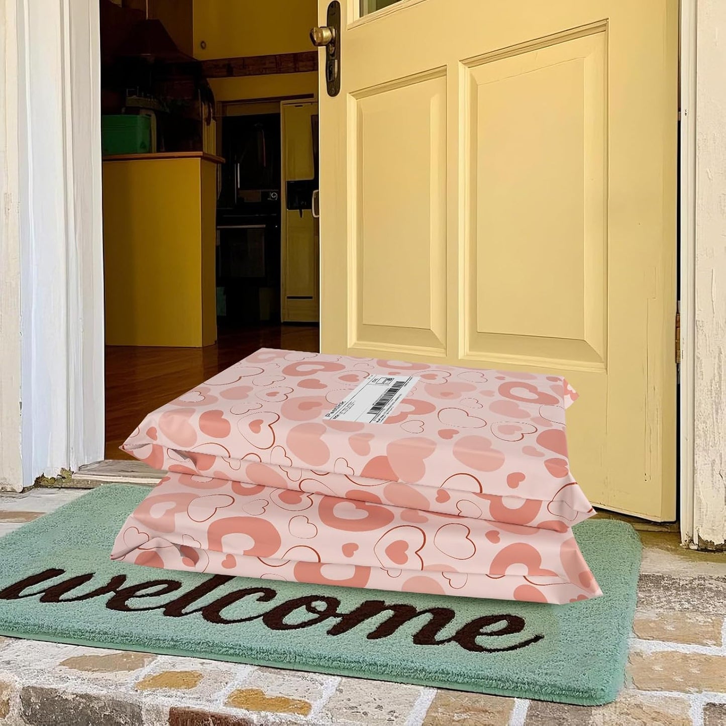 Pink Heart Poly Mailer 14.5x19 Inch 50 Pcs, Waterproof Shipping Bags for Clothing, Tear-Resistant Mailier Bags, Strong Mailing Bags with Self-Seal