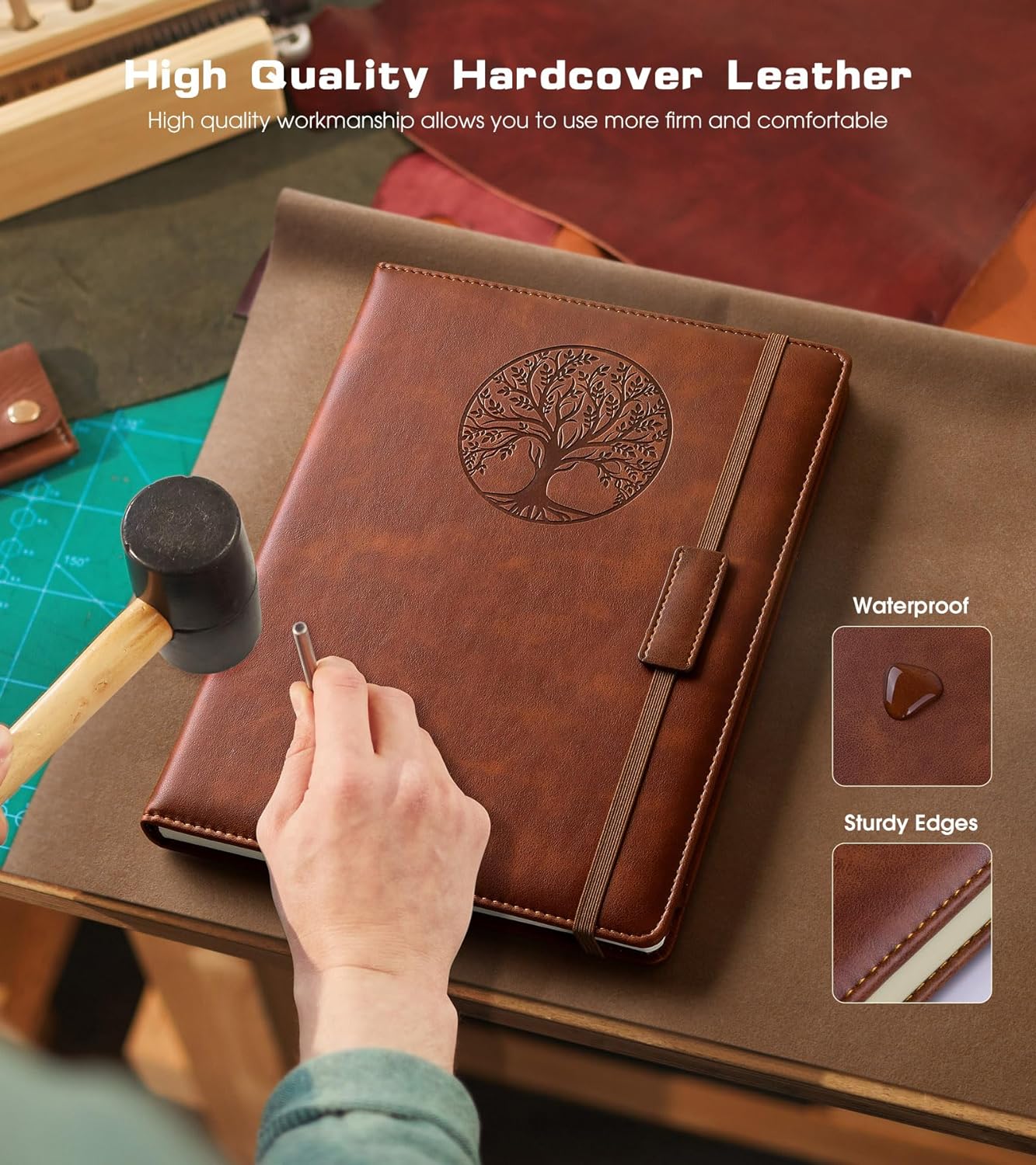 Lined Journal Notebook for Women Men,256 Pages B5 Large Hardcover Leather Journals for Writing,Travel,Business,Work,School,College Ruled Notebooks for Note Taking,Diary Notepad 7.8"×10.2"