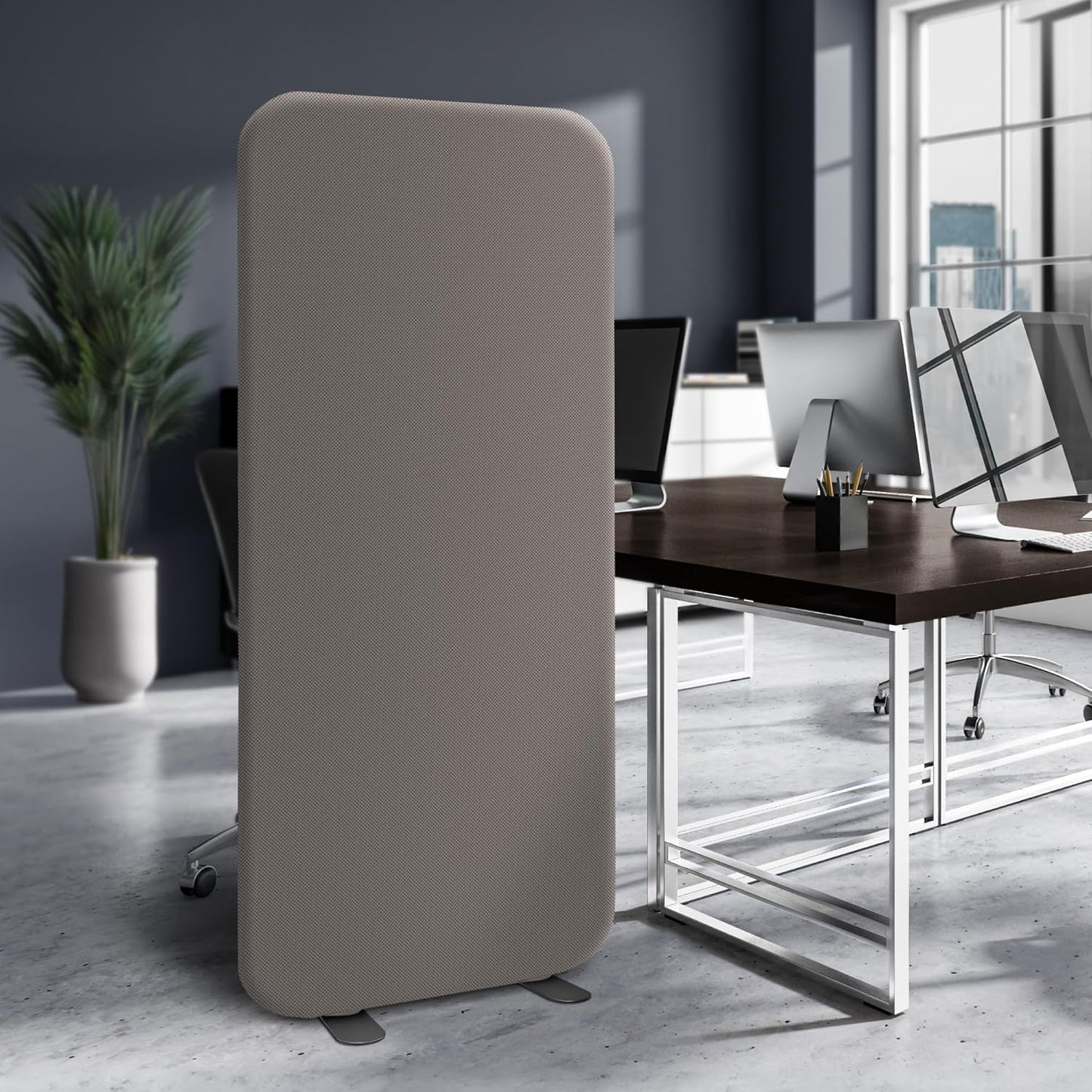 DECOLAB Standing Room Divider Panel, Portable Room Separation Partition for Home, Studio, Classroom, Resraurant, Scratch Resistance, 29"x65", Rock