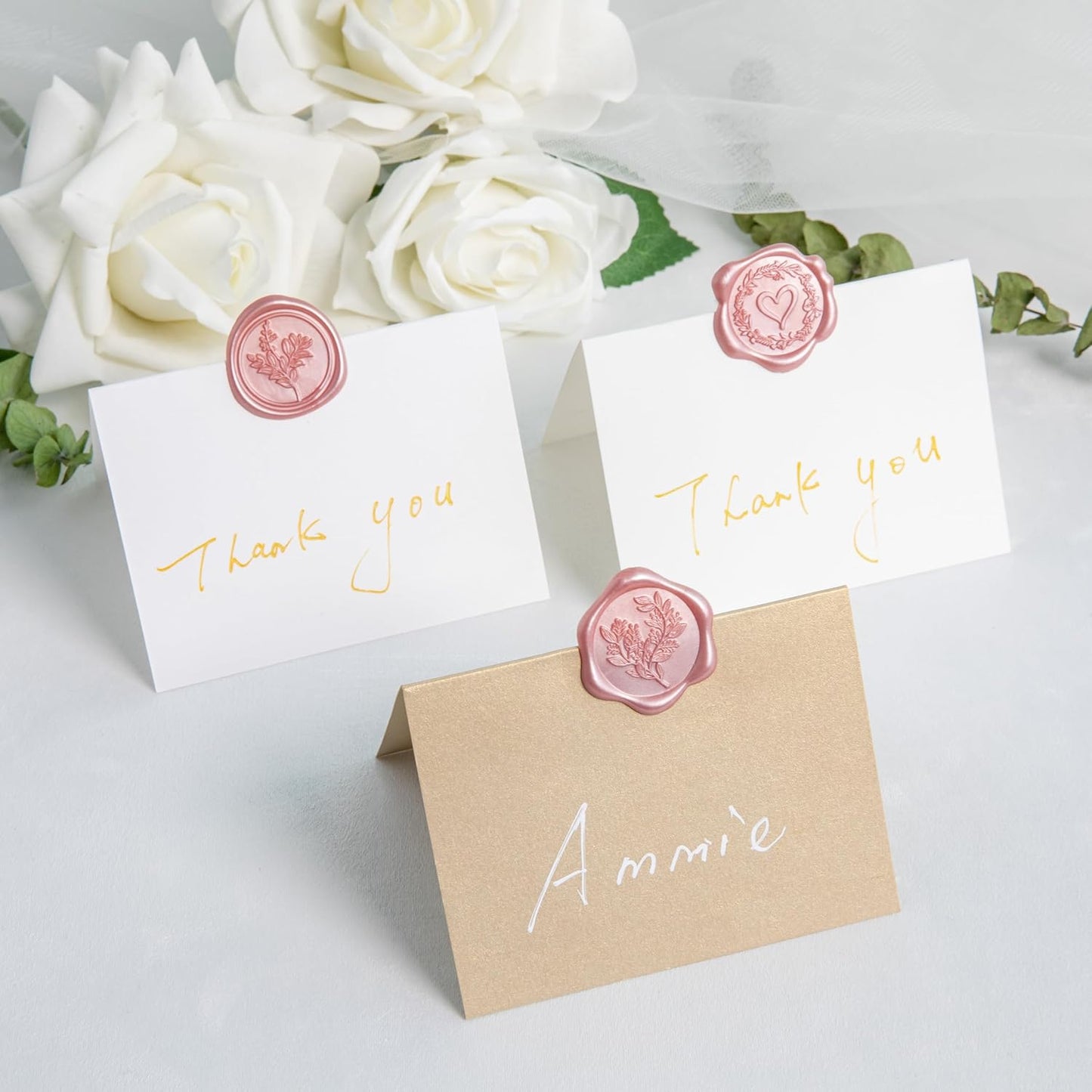 60 Pcs Rose Gold Wax Seal Stickers Self-Adhesive Envelope Seals Stamp Stickers, Perfect for Wedding Invitations Seating Chart Christmas Gift Wrapping 3 Designs in 1 Pack