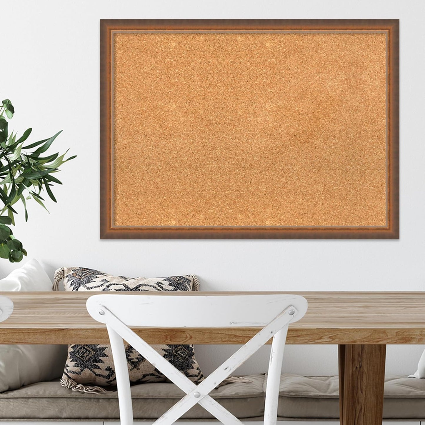 Amanti Art Natural Cork Board for Wall, 22x30 Vision Board with Bronze Frame, Medium Corkboard Office Decor for Home Organization, Modern Corkboard Pinboard to Display Items for Home Organization in