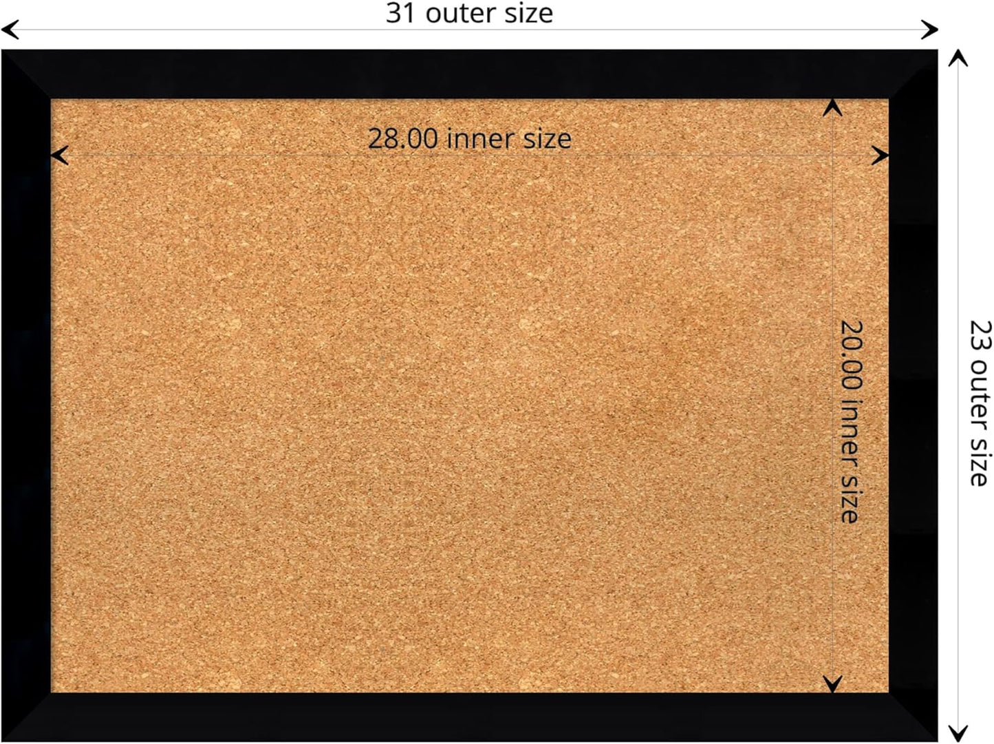 Amanti Art Natural Cork Board for Wall, 23x31 Vision Board with Black Wood Frame, Medium Corkboard Office Decor for Home Organization, Modern Contemporary Corkboard Pinboard to display items for home