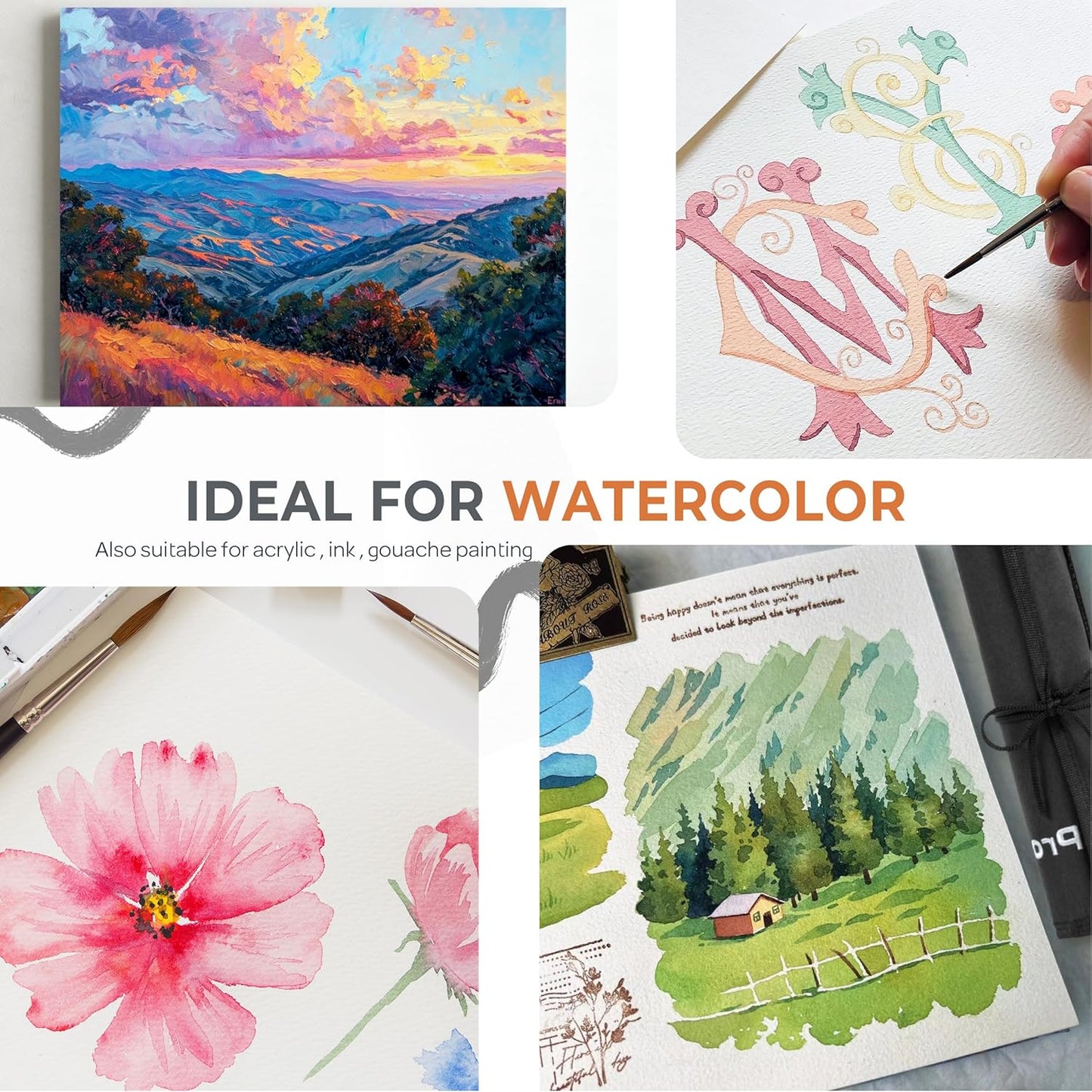 Nicpro 24pcs Watercolor Brushes Professional, Soft Synthetic Squirrel Hair Watercolor Brush Set with Cloth Roll, Round, Liner, Flat, Filbert, Dagger, Cat Tongue for Water Color Gouache Inks Painting