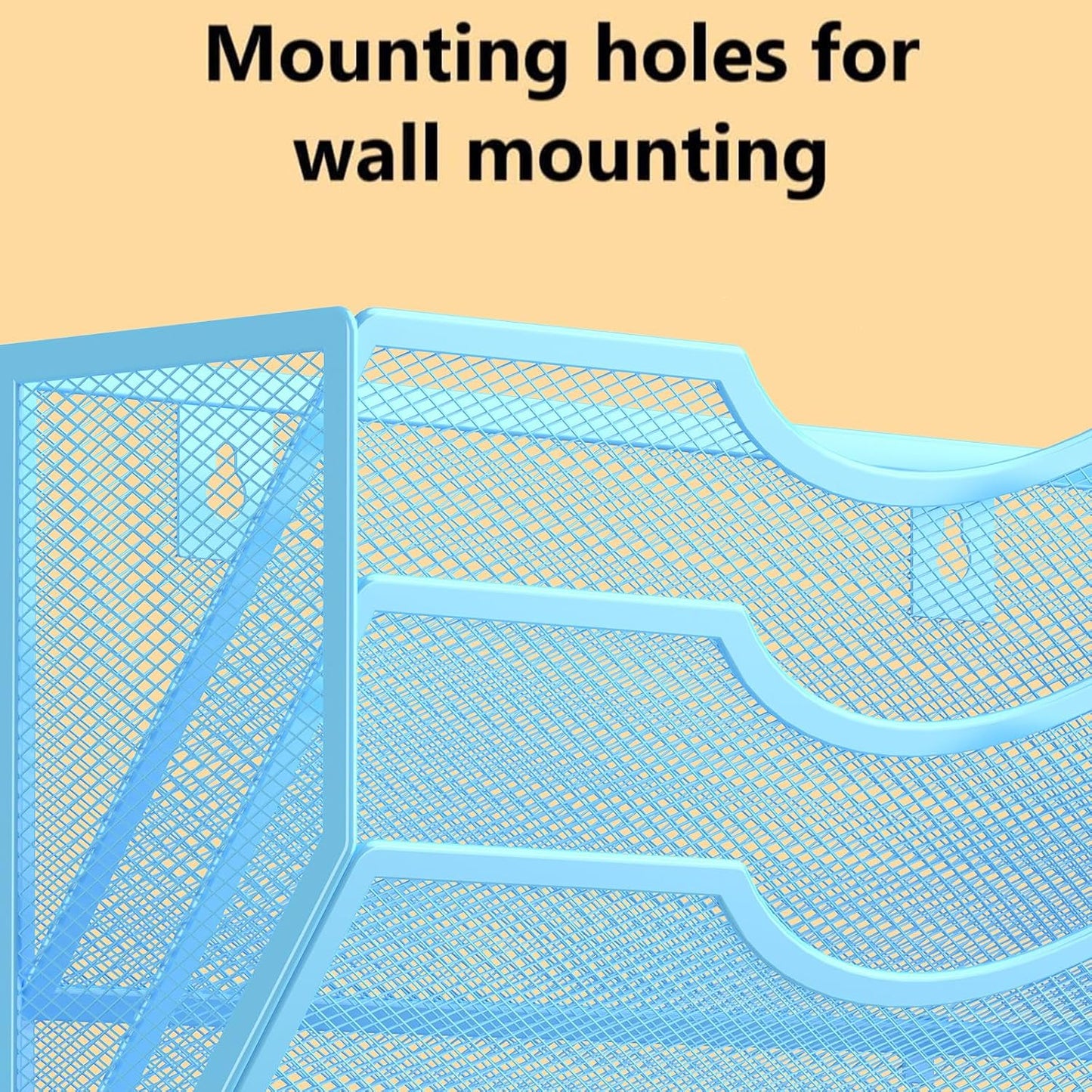 Kuntine.B Wall File Organizer Office Hanging Magazine Holder Wall File Organizer for Office Home (Blue, 3 Tier)