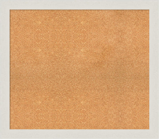 Amanti Art Natural Cork Board for Wall, 29x33 Vision Board with White Frame, Large Corkboard Office Decor for Home Organization, Country Rustic Corkboard Pinboard to Display Items for Home