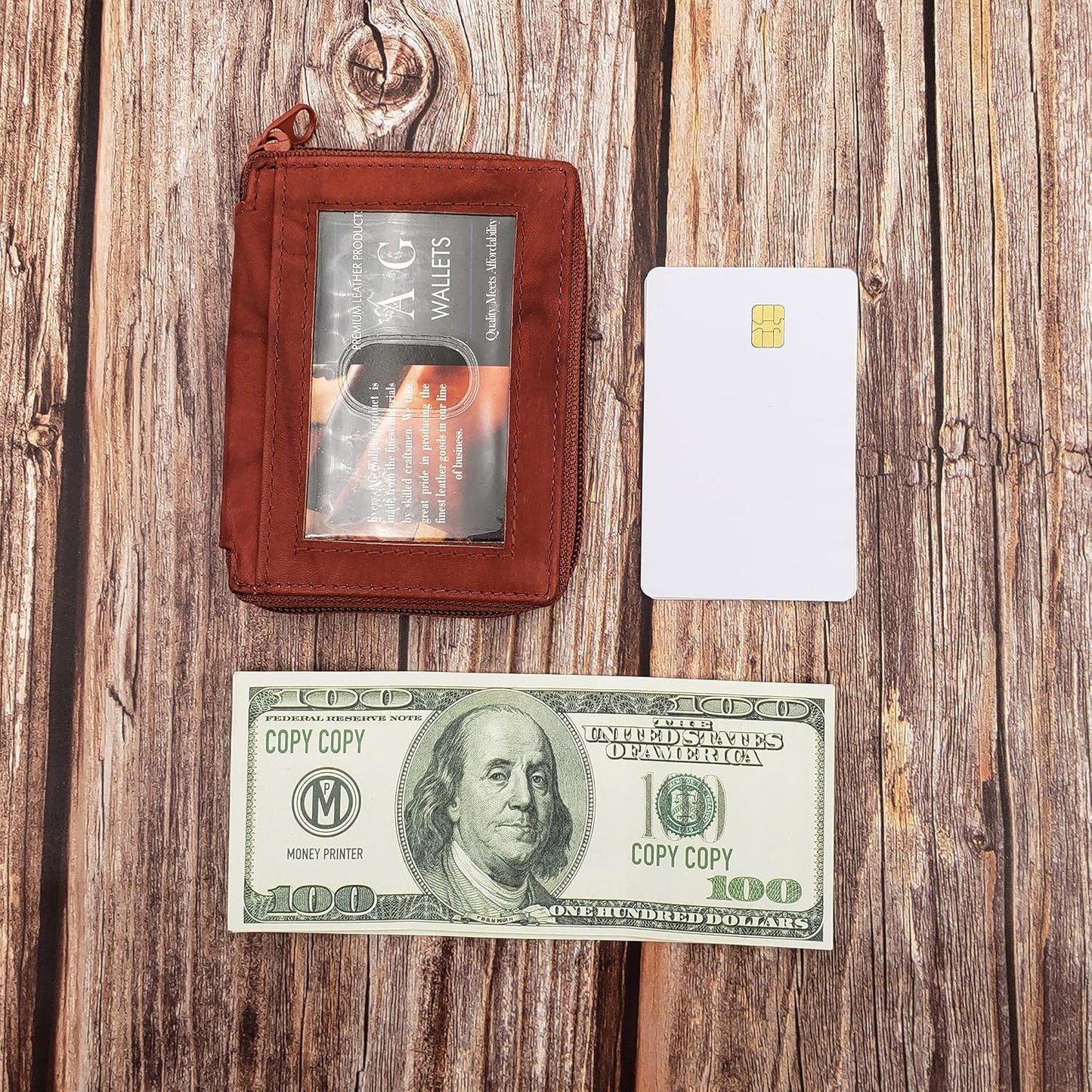 ag wallets Mens Zip Around Leather Wallet with Inserts (Burgundy)