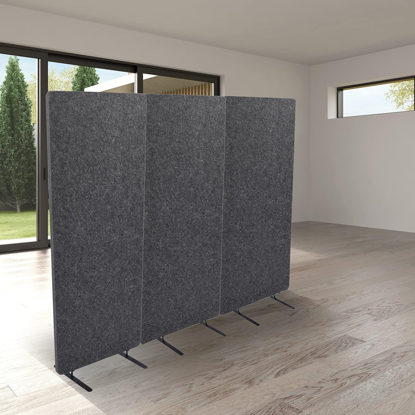 ReFocus™ Raw Freestanding Acoustic Room Divider 3 Pack – Reduce Noise and Visual Distractions with This Lightweight Room Separator (Ash Gray, 24" X 62")