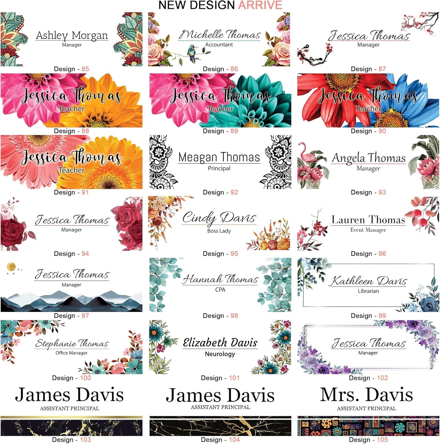 Personalized Name Plate for Nameplate Sign Modern Office Business Decor Executive Desk Name Plate Desk Name Sign Flower Floral green Leaves metallic foil (8"x3")