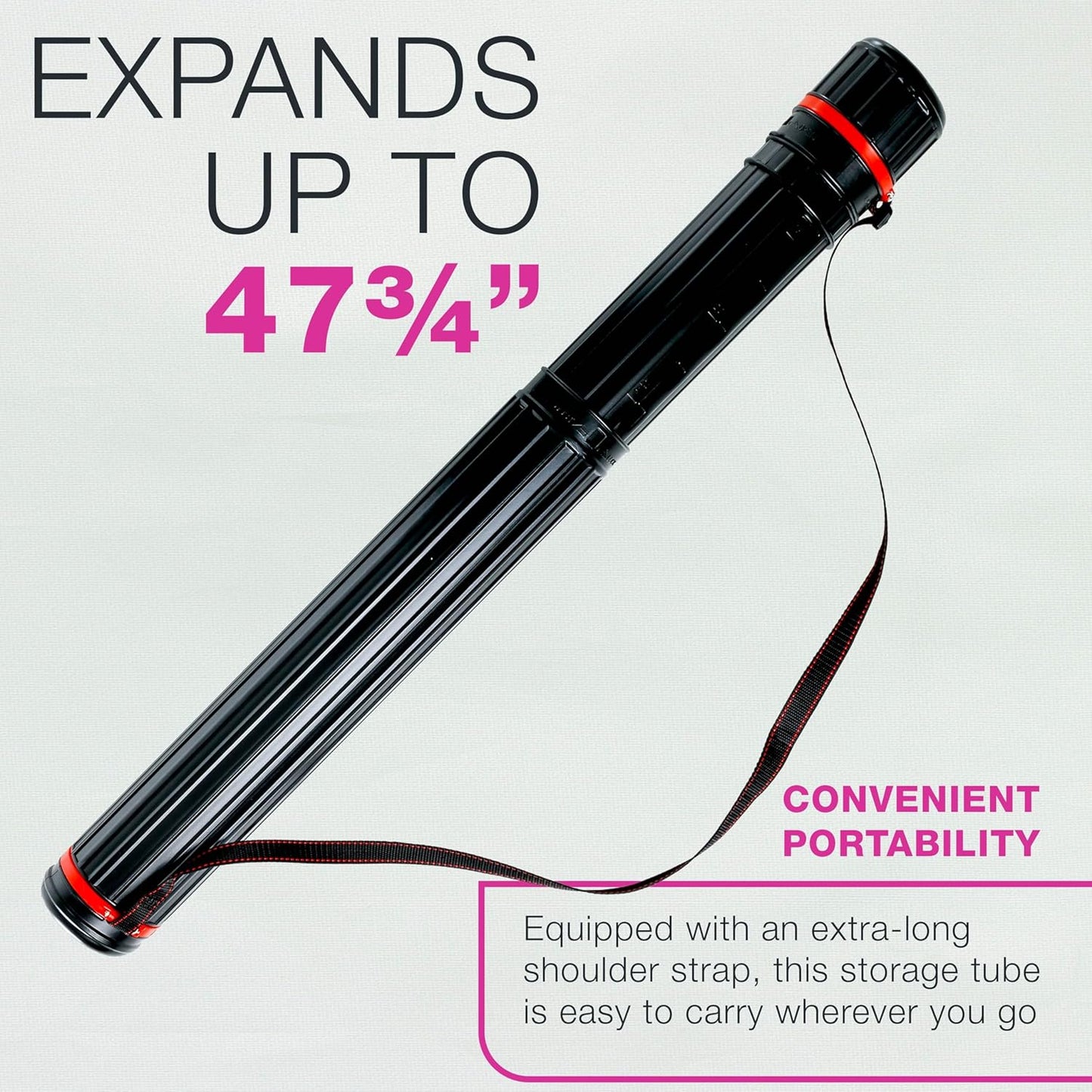 U.S. Art Supply Large Telescoping Drafting Tube (Pack of 2) - 4-7/8" Outside/4-1/2" Inside Diameter, Expands 30-1/4" to 47-3/4", with Shoulder Strap