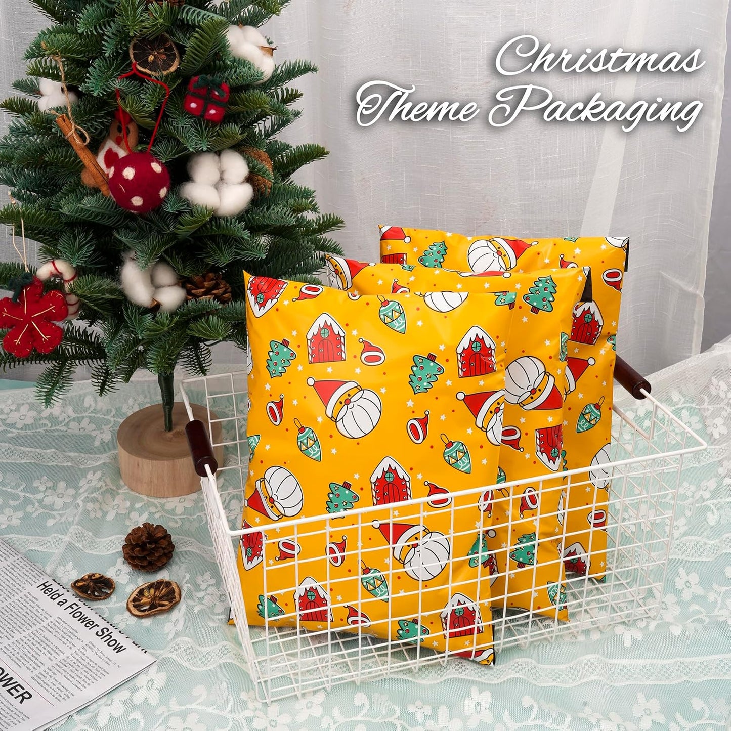 Christmas Poly Mailer 10x13 Inch 25 Pcs, Waterproof Shipping Bags for Clothing, Tear-Resistant Mailier, Strong Mailing With Self-Seal - Santa Claus Printed