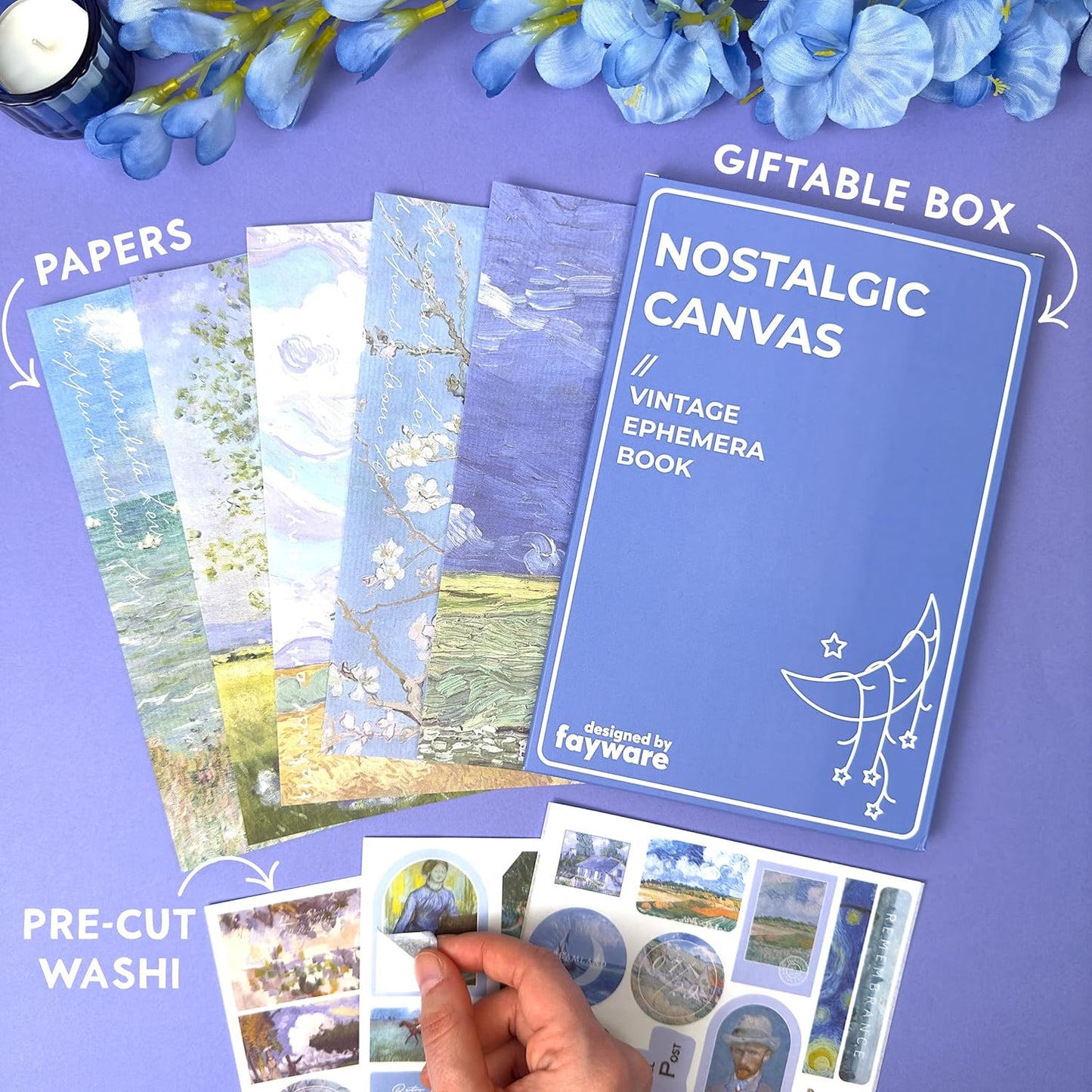 Vintage Journaling Supplies for Junk Journal - 487 Scrapbooking Stickers & 20 Ephemera Papers Washi Stickers with Art Famous Paintings