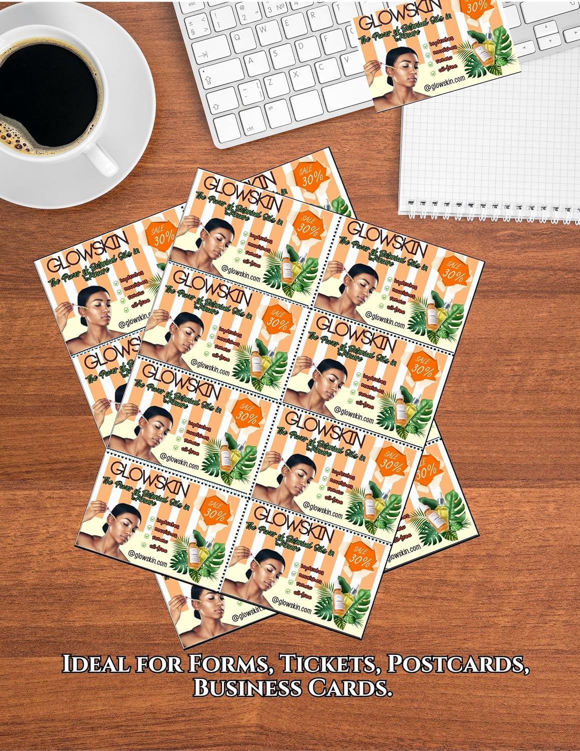 Limited Papers (TM) 8.5x11 Perforated Paper, 20/50 Pound, 75 GSM, Variety of Perforation Sizes and Colors, for Forms, Tickets, Postcards, Business Cards. (Canary, 8 up)