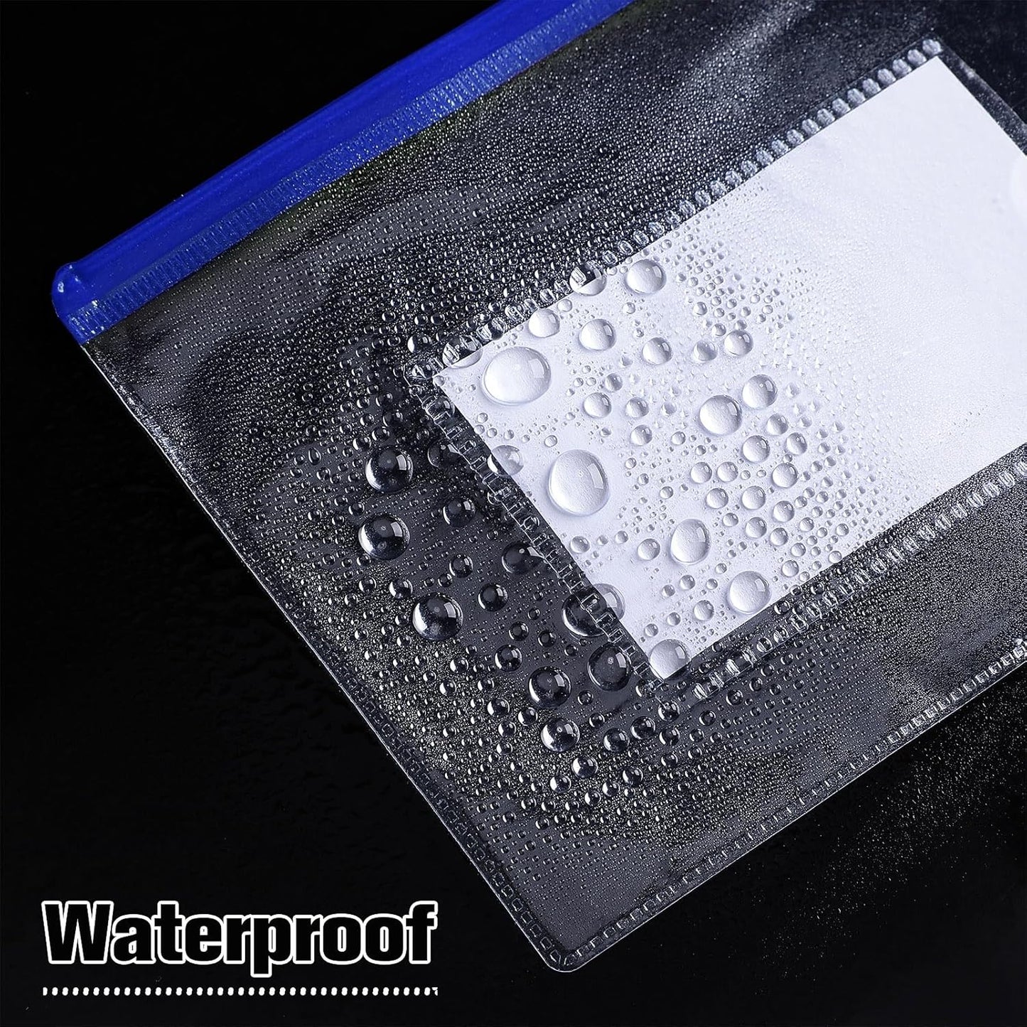 Marspark 100 Pieces Clear Pencil Case Zipper Envelope Bulk with Label Pocket Clear Plastic Envelopes with Zippered, A6 Pencil Bags for Cash, School Office Supplies, 9.2 x 4.7 Inches(Blue)