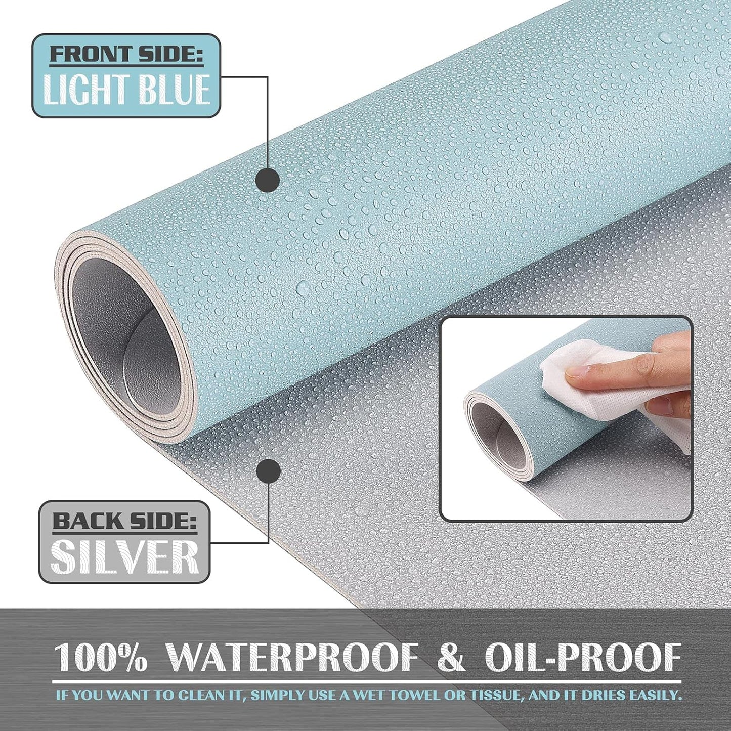 K KNODEL Small Office Leather Desk Mat, Mouse and Keyboard Pad, Computer and Laptop Mat, Desktop Protector and Cover, Writing Pad and Blotter (23.6"x13.8", Light Blue)