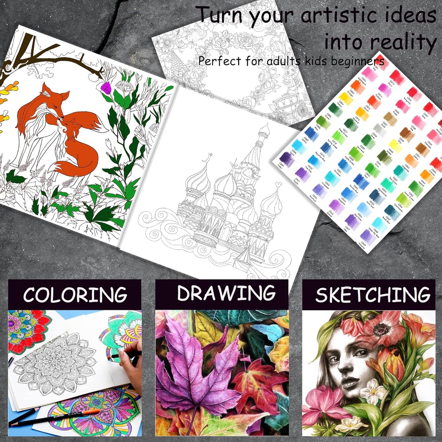 KALOUR 96 Premium Drawing Pencil Set,including 72 Colored pencil and 24 sketch kit, for Drawing,sketching and Coloring Books,Art Supplies for Beginner,Artists and Adults