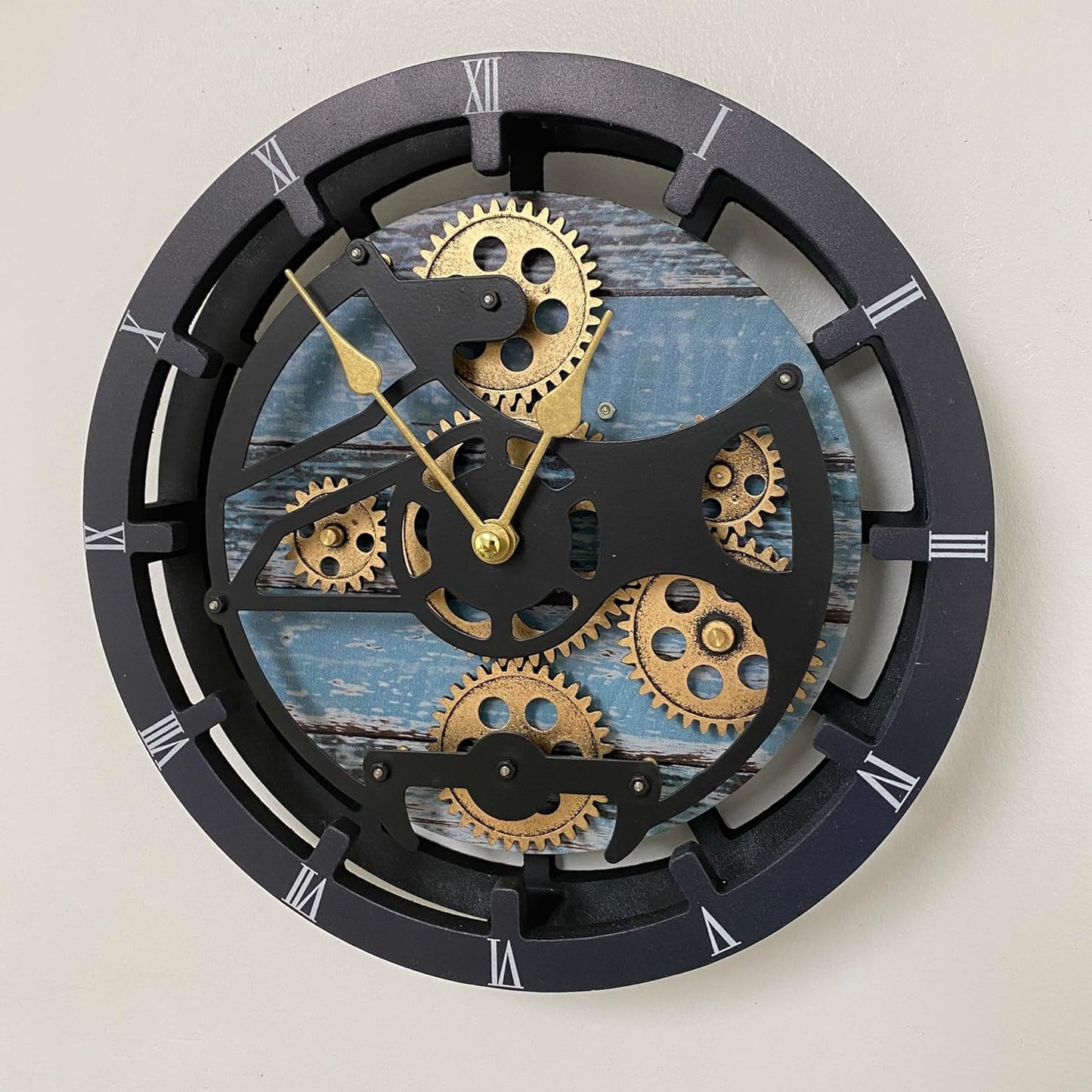 The Gears Clock Desk Clock 10 inches with Real Moving Gears Convertible into Wall Clock (Aqua Green)
