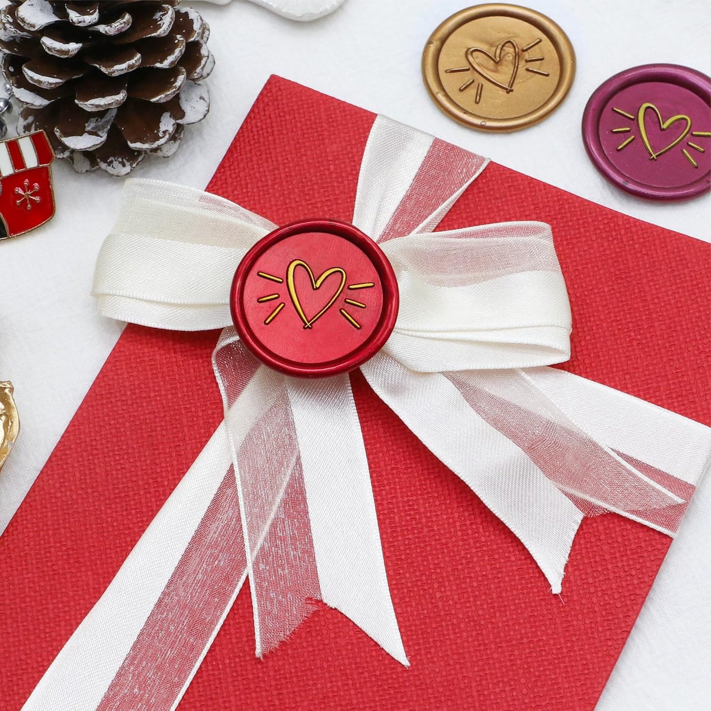 SWANGSA Wax Seal Kit, Heart Stamp With 200pcs Sealing Beads, Great for Embellishment of Wedding Invitations, Wine Packages, Gift Wraps