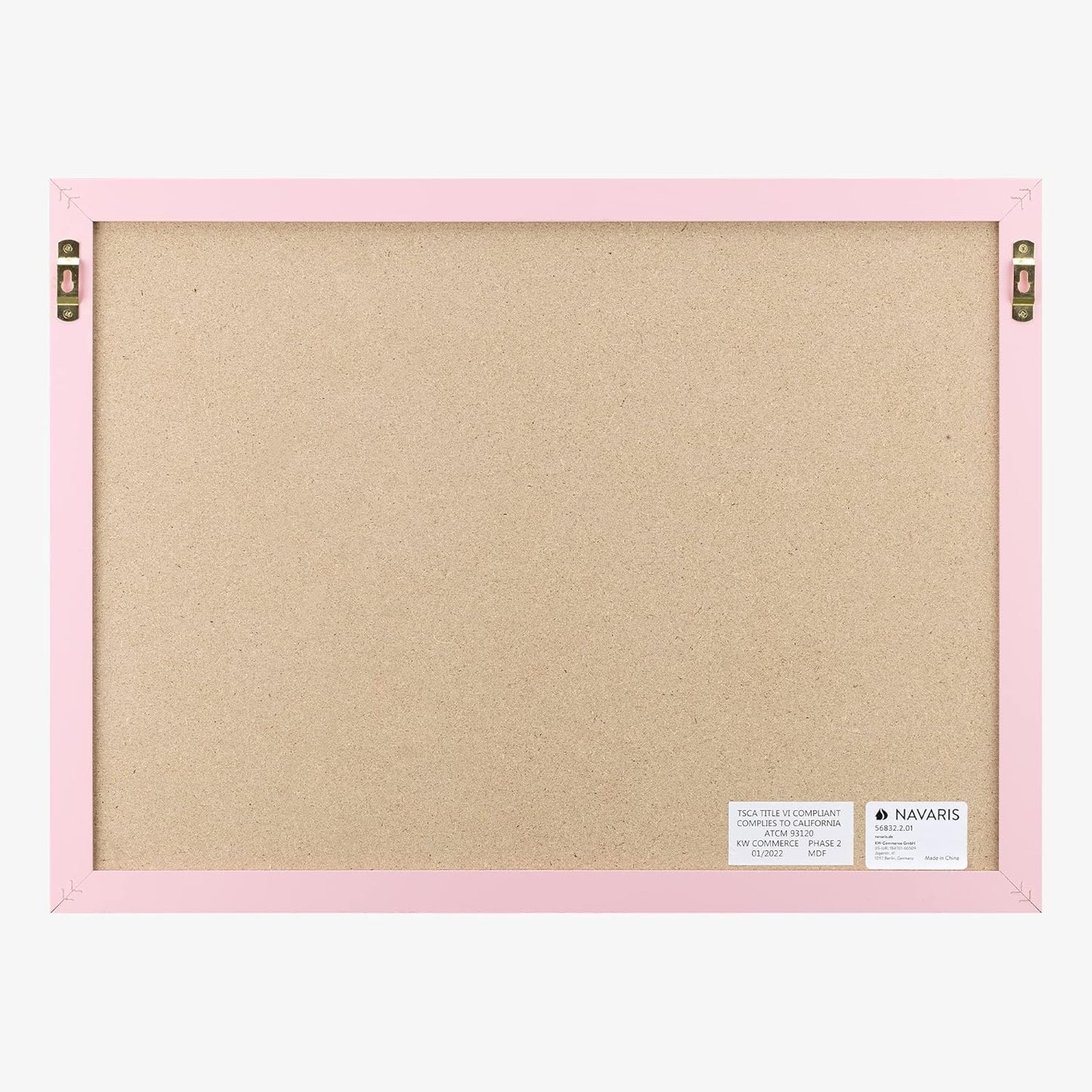 Navaris Framed Linen Bulletin Board - 17 x 23 inches Fabric Jewelry Organizer Pinboard for Wall Memory Memo Pin Board - Natural Linen with Pink Frame