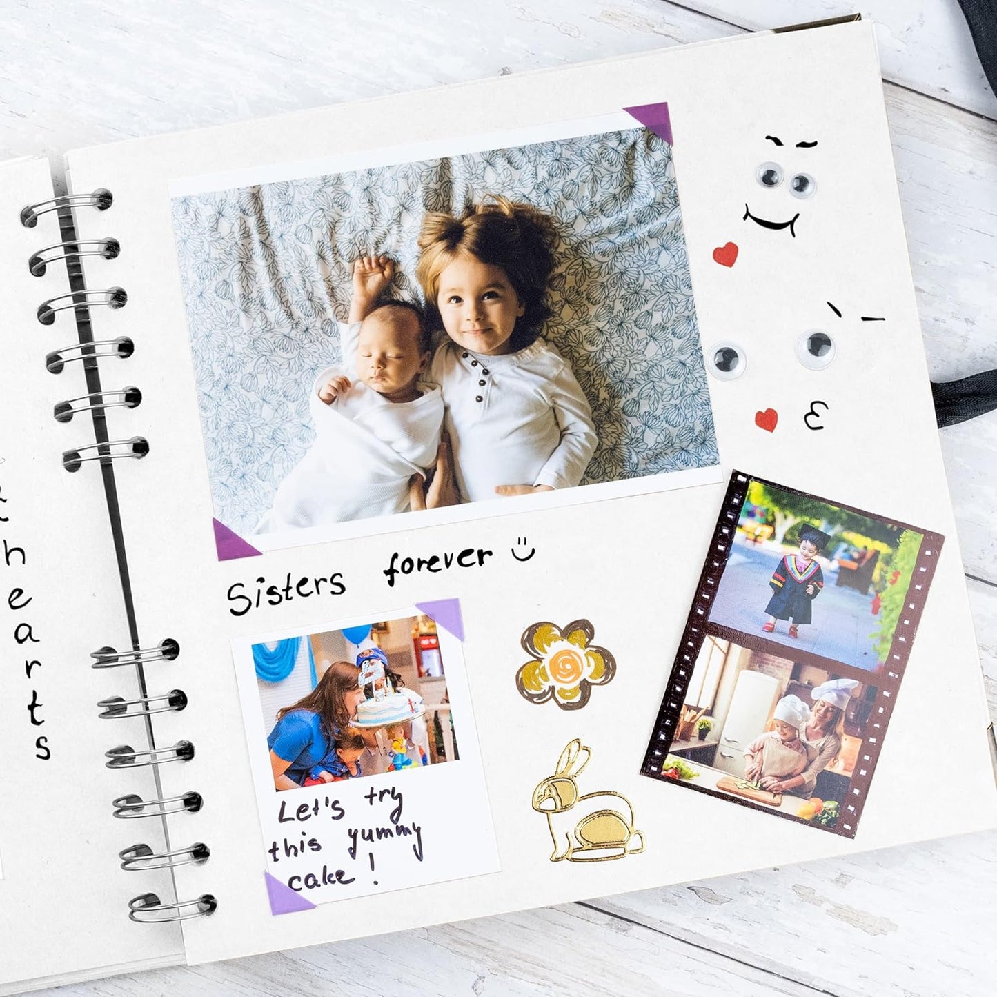 Bstorify Square Scrapbook Photo Albums 60 Pages (8 x 8 Inch) White Thick Paper, Hardcover, Metal Corners, Ribbon Closure - Ideal for Your Scrapbooking Albums, Art & Craft Projects (8 x 8 Inch, White)