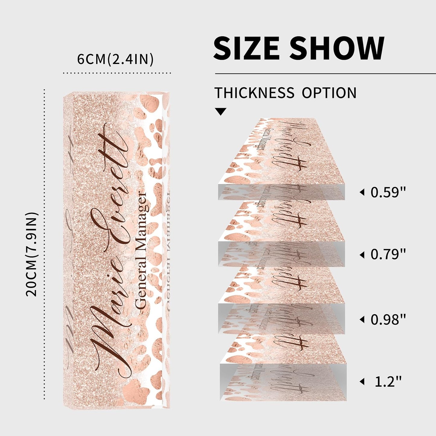 Personalized Name Plate for Desks, Custom Desk Name Plates, Acrylic Name Plate Office Desk Accessories, Personalized Office Gifts for Coworkers Teachers, Employee Appreciation Gifts (B-Leopard Print)