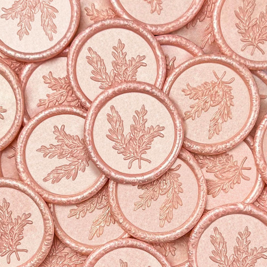 100Pcs Wax Seal Stickers Handmade Envelope Seals Self Adhesive Wax Stickers for Wedding Party Invitations, Envelope, Gift Wrap, Christmas(Rosemary Style, Pink)