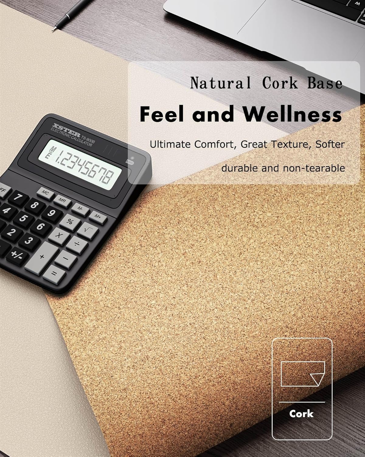 YSAGi Double-Sided Desk Pad, Leather Desk Mat, Eco Cork Desk Pad Protector, Large Mouse Pad for Desk, Waterproof Desk Blotter Pad, Desk Writing Pad for Office Work/Home (Beige/Cork,47.2" x 17")