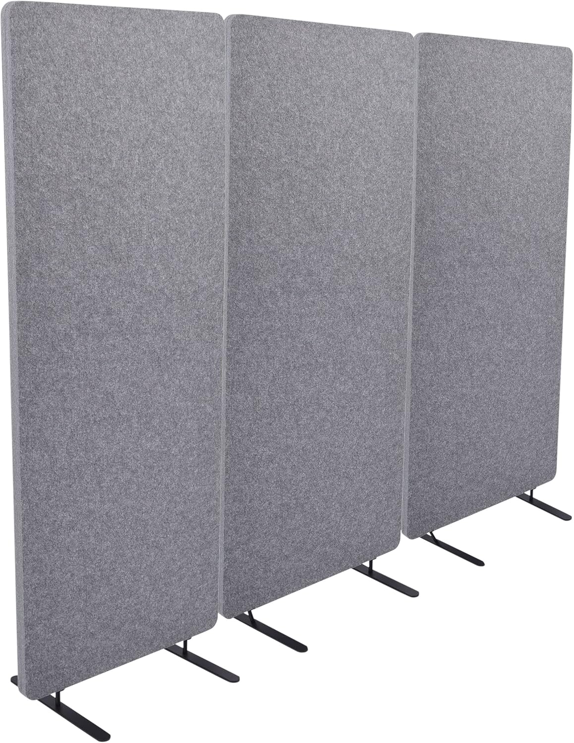 ReFocus™ Raw Freestanding Acoustic Room Divider 3 Pack – Reduce Noise and Visual Distractions with This Lightweight Room Separator (Castle Gray, 24" X 62")