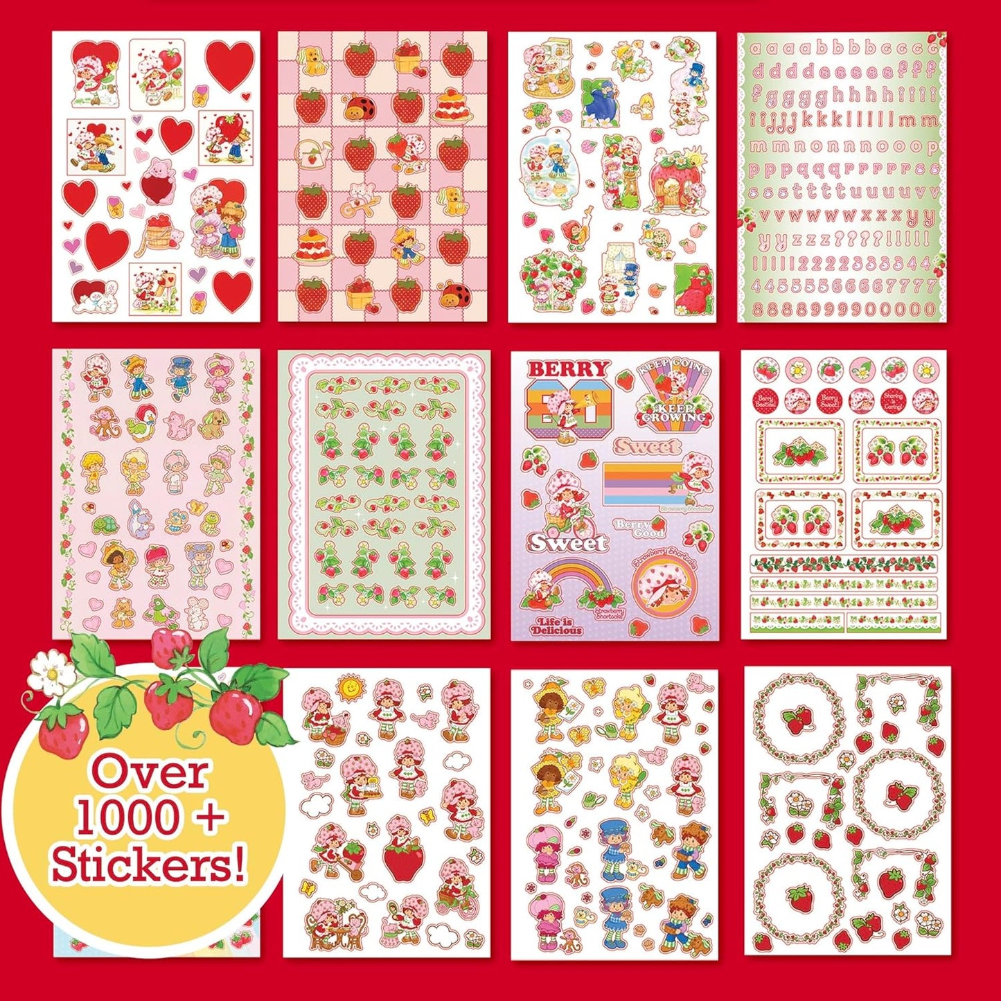 Horizon Group USA Strawberry Shortcake 1,000+ Sticker Book, Cute Stickers for Kids, Scrapbooking, Planning, Journaling, Water Bottles, Letter Stickers, and Gifts for 7-Year-Old Girls.