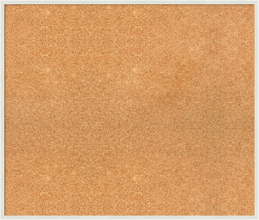 Amanti Art Natural Cork Board for Wall, 23x27 Vision Board with White Frame, Medium Corkboard Office Decor for Home Organization, Modern Corkboard Pinboard to Display Items for Home Organization in
