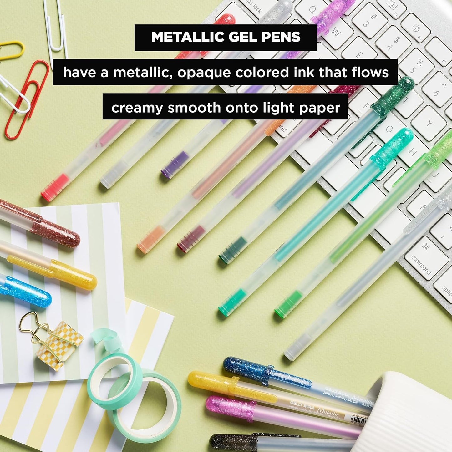 SAKURA Gelly Roll Metallic Gel Pens - Pens for Scrapbook, Journals, or Drawing - Colored Metallic Ink - Medium Line - 16 Pack