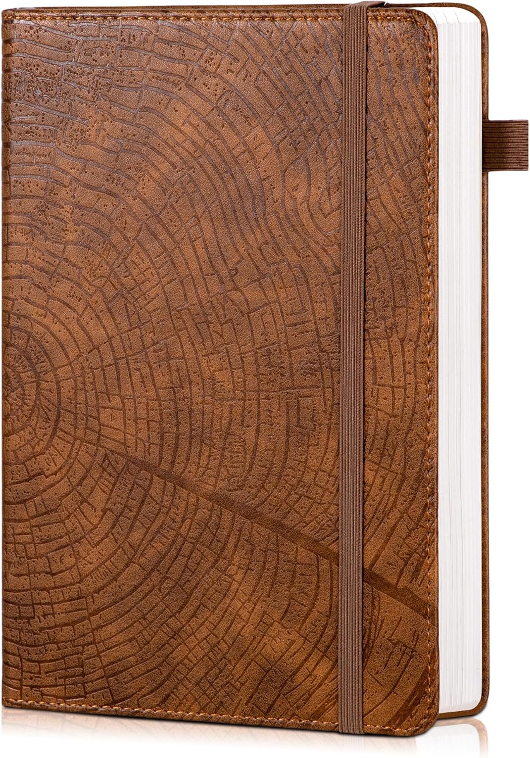 CAGIE Lined Journal for Men Women, Tree Growth Ring Leather Bound Journal Notebook, 256 Pages 100 GSM Journals for Writing, A5 Hardcover Journaling Notebooks for Work, Note Taking