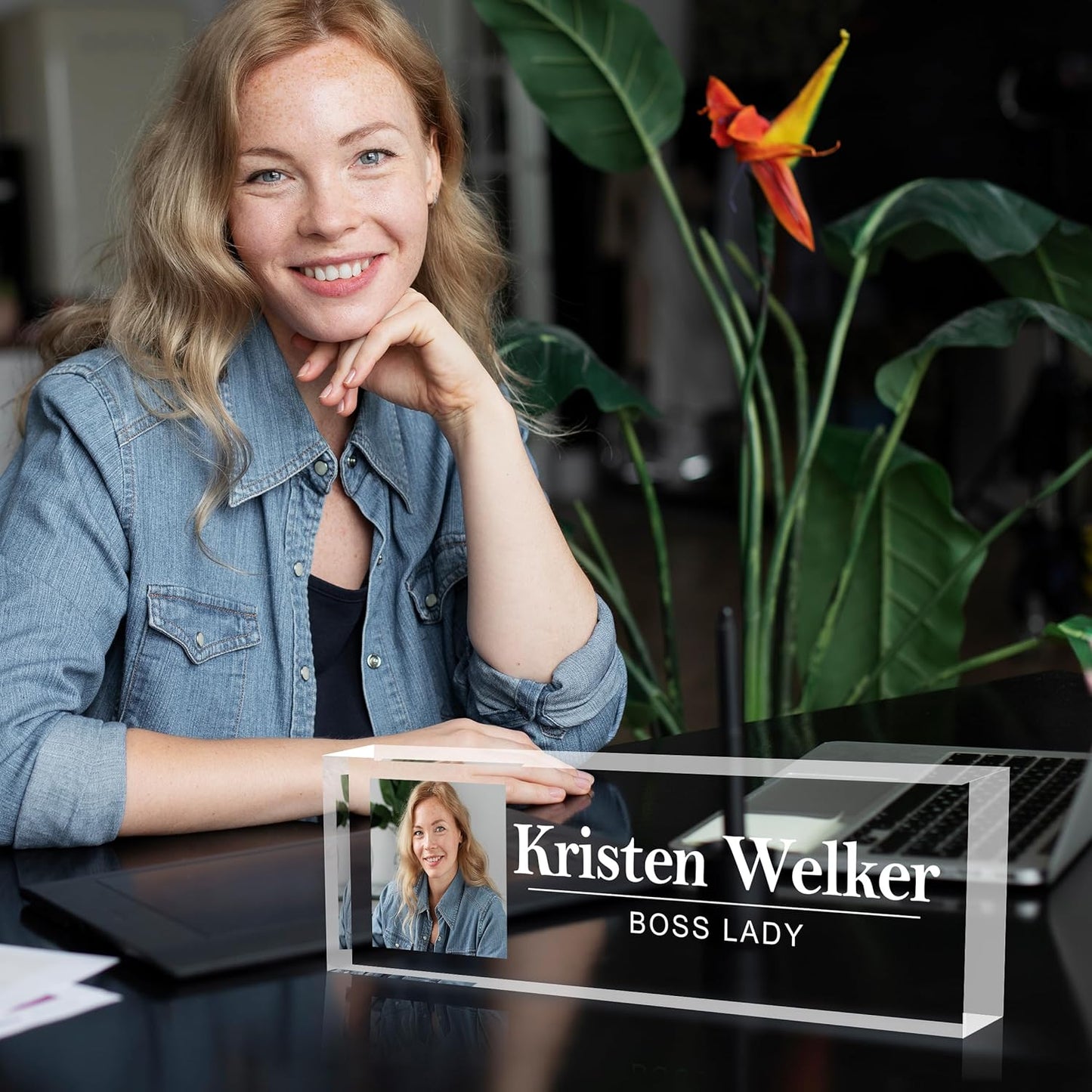 Custom Name Plate for Desk | Personalized Logo Desk Name Plate | Personalized Boss Employee Teacher Appreciation Gifts | Acrylic Name Plate Office Desk Accessories