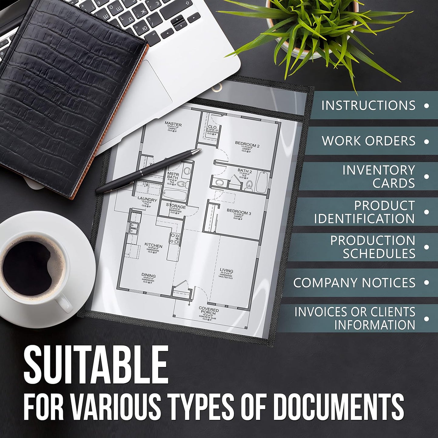 30 Pack Job Ticket Holders 9x12 - Work Order Plastic Sleeves Shop Ticket Holders Dry Erase Pocket Sleeves Dry Erase Pockets Dry Erase Sleeves Clear Pocket Sleeves Ticket Holder Plastic Sleeves