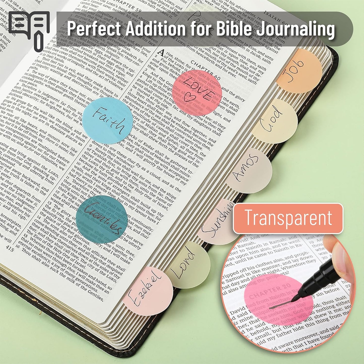 Mr. Pen- Transparent Sticky Notes, 560 Pcs, Pastel Colors, Round Translucent Sticky Notes