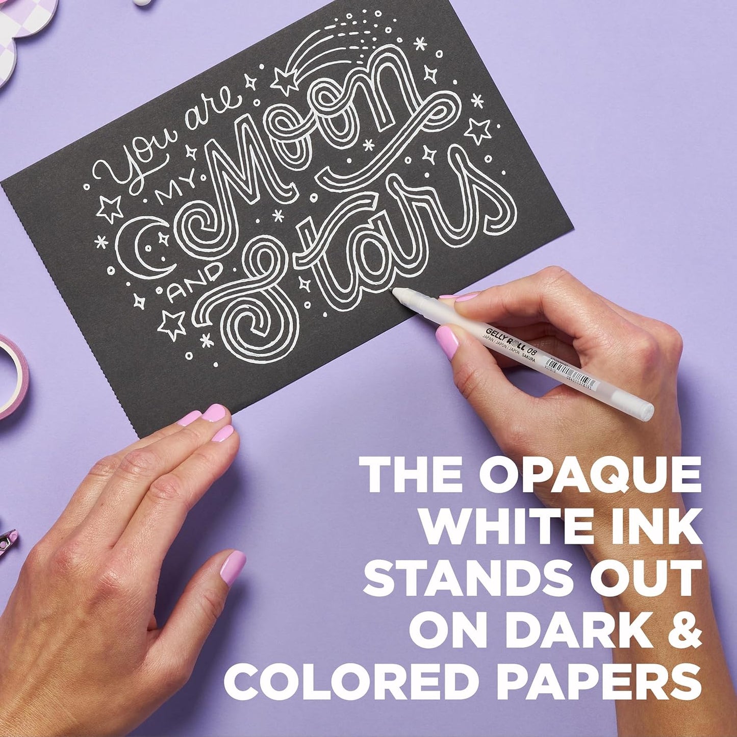 SAKURA Gelly Roll Gel Pens - Medium Tip Ink Pens for Journaling, Art, or Drawing - Classic White Ink - All are Tip Size Medium 08-6 Pack