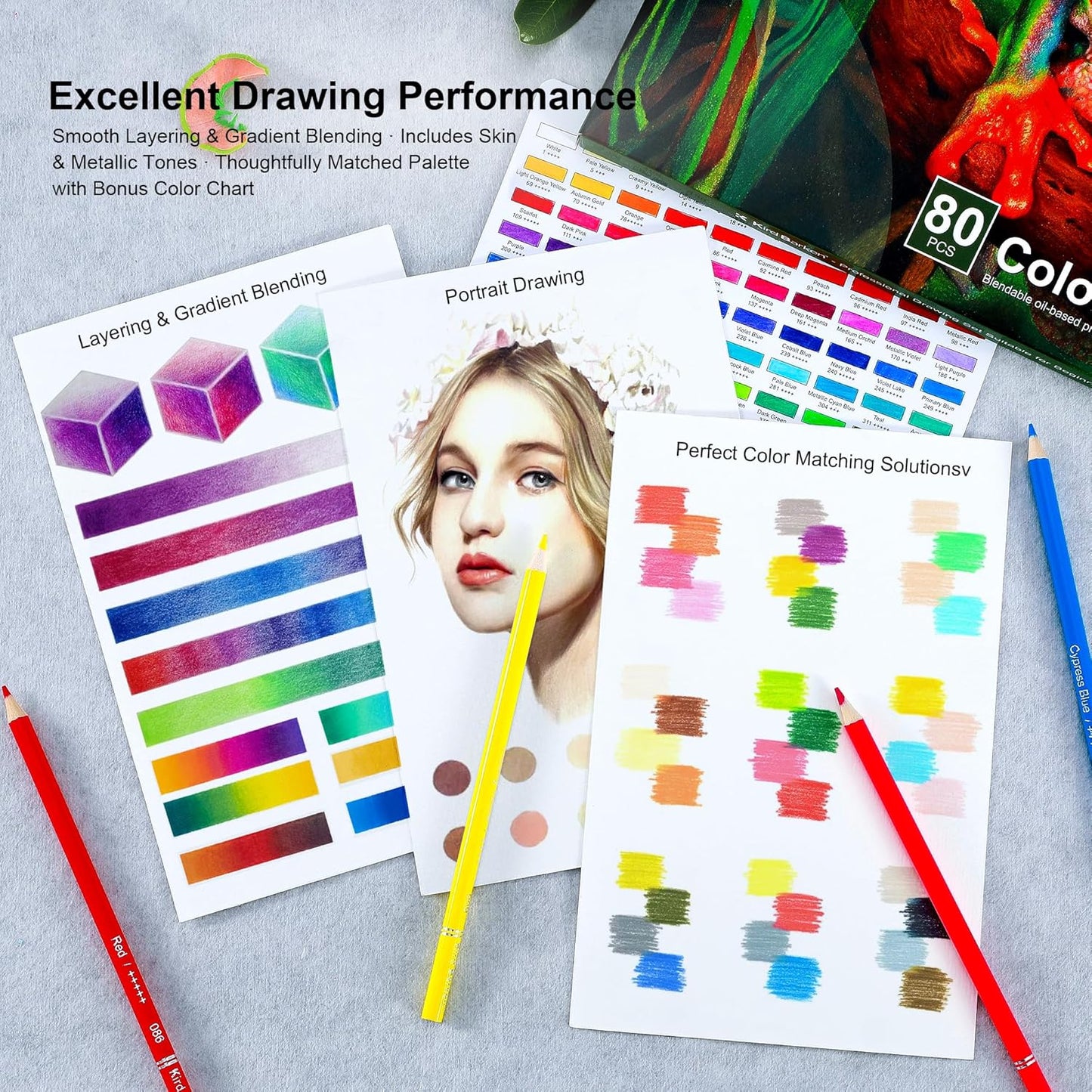 80 Colored Pencils – Soft Core Professional Drawing Pencils for Adult Coloring Books, Blending & Shading, Art Supplies Gift for Beginners & Adults