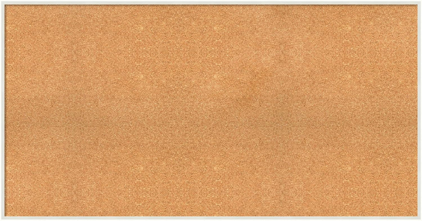 Amanti Art Natural Cork Board for Wall, 27x51 Vision Board with White Frame, Oversize Corkboard Office Decor for Home Organization, Modern Corkboard Pinboard to Display Items for Home Organization in