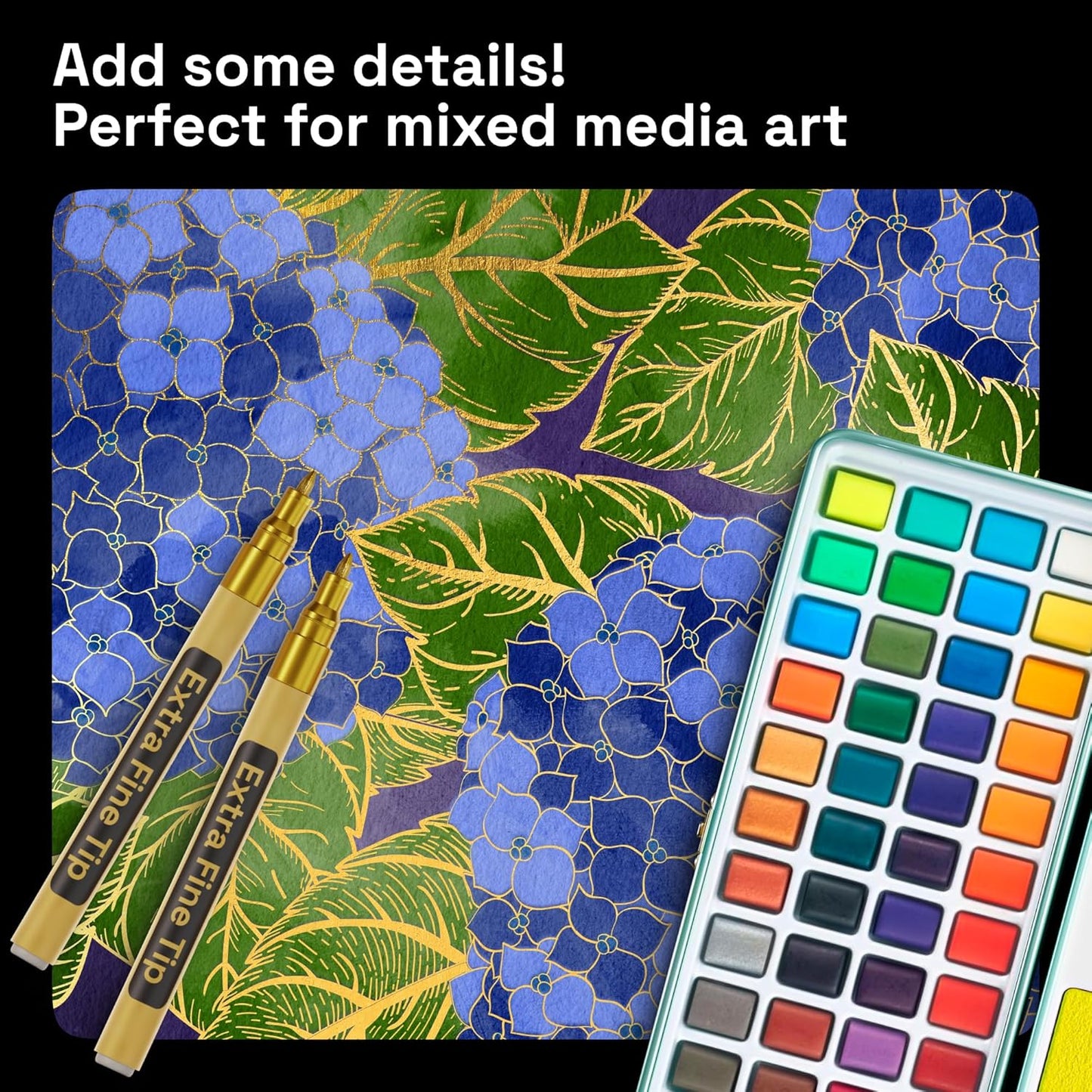 ARTISTRO 5 Gold Paint Pen for Rock Painting, Stone, Ceramic, Glass, Wood, Tire, Fabric, Metal, Canvas. Set of 5 Acrylic Paint White Marker Water-based Extra-fine Tip