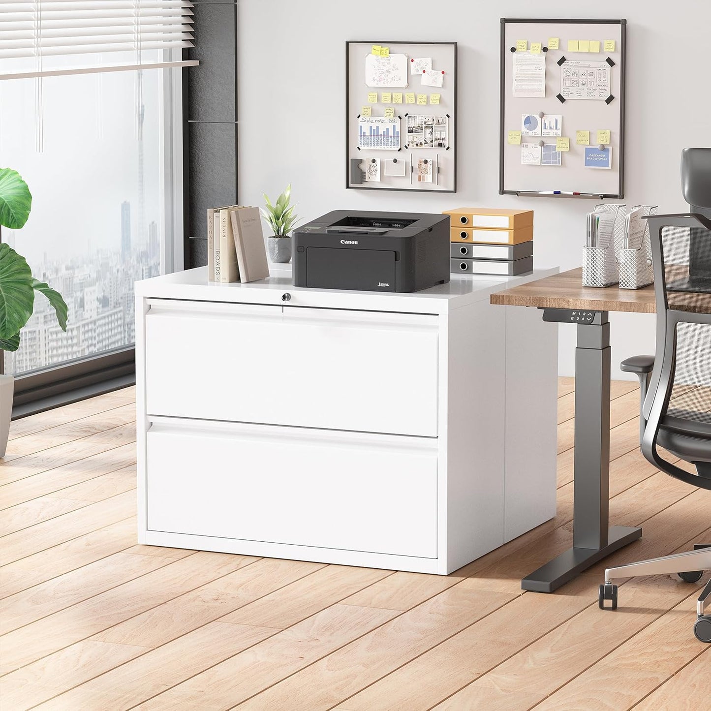 Superday Metal Lateral File Cabinet, 2 Drawer File Cabinet, White Filing Cabinets with Lock, Filing Cabinets for Home Office/Legal/Letter/A4, Home Office Furniture for Hanging File