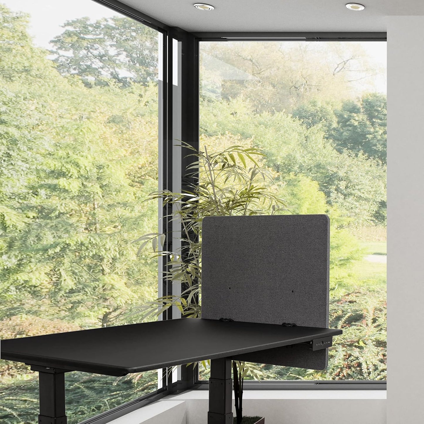 Stand Up Desk Store ReFocus Clamp-on Acoustic Desk Divider Privacy Panel That Reduces Noise and Visual Distractions (Ash Gray, 23.6" x 23.6")