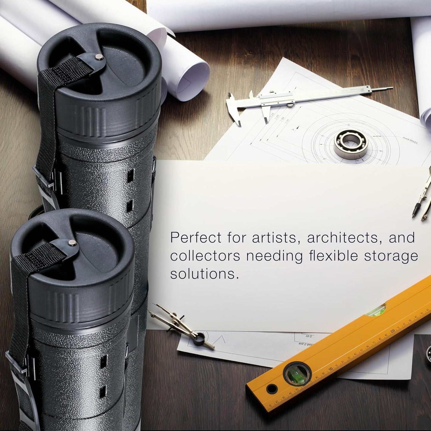 U.S. Art Supply Large Telescoping Drafting Tube (Pack of 2) - 5-1/2" Outside/5" Inside Diameter, Expands 31-5/8" to 53-3/4", Durable Protection with Shoulder Strap - Ideal for Posters, Blueprints, Art