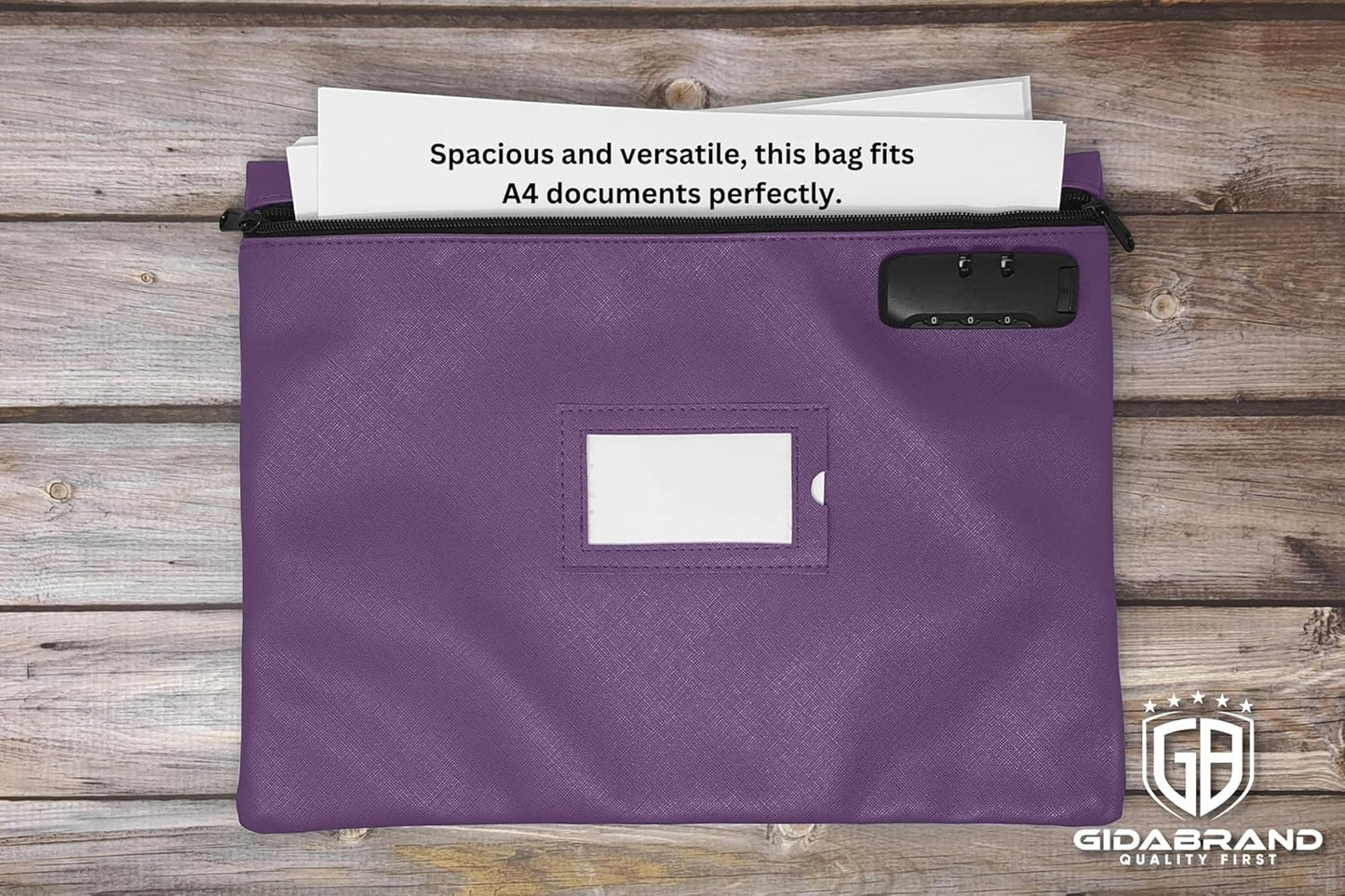 Notary Bag with Lock | 14x11 inch | Purple | Zipper Notary Supplies Bag | Locking Notary Bag for Notary Kit, Stamp, Embosser, Ink Pad, and Valuables | Locking Document Bag | Journal Carrying Case