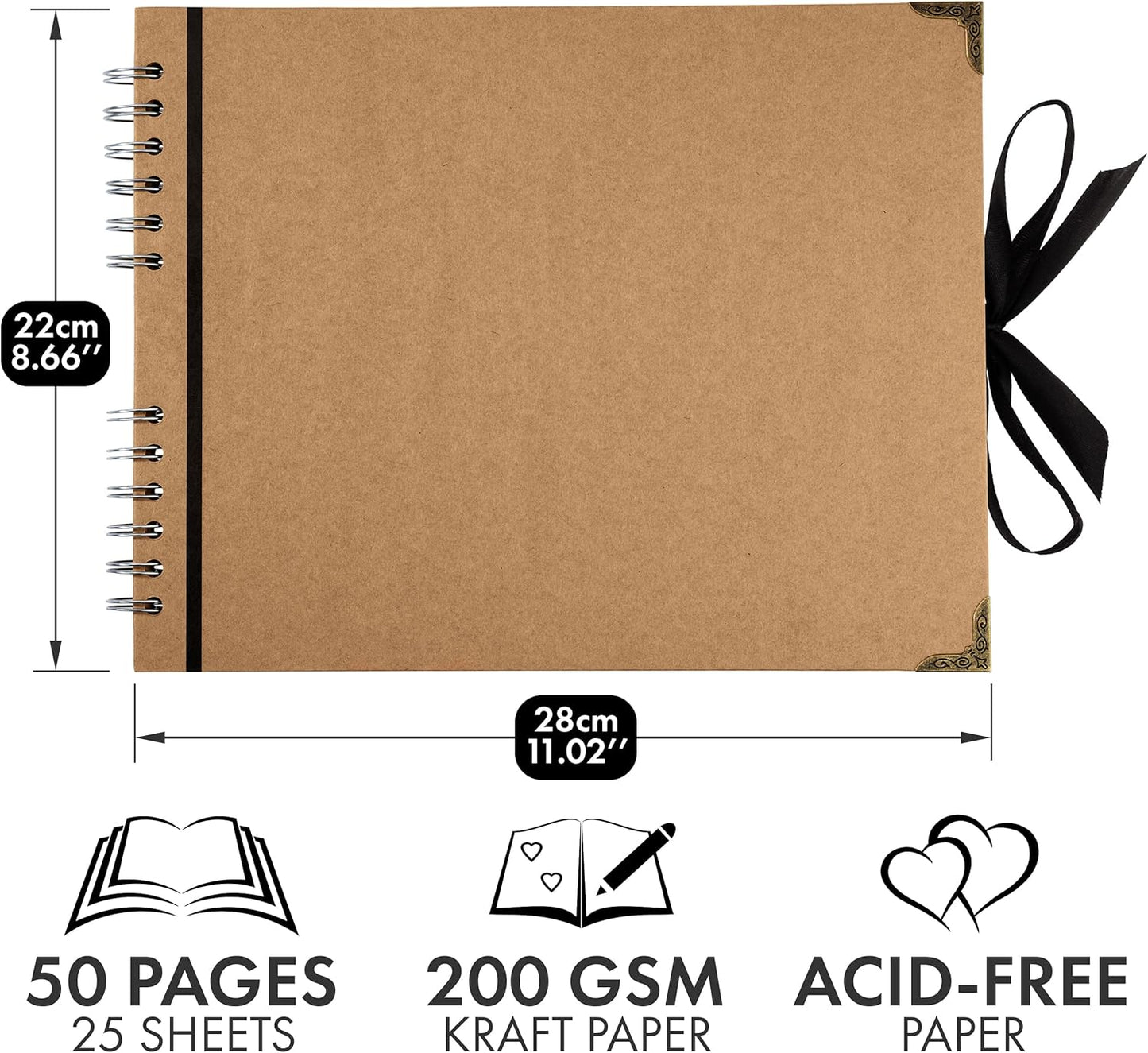 Bstorify Large Scrapbook Photo Albums 50 Pages (11 x 8.5 inch) Brown Thick Kraft Paper, Memory Book - Ideal for Your Scrapbooking, Art & Craft Projects