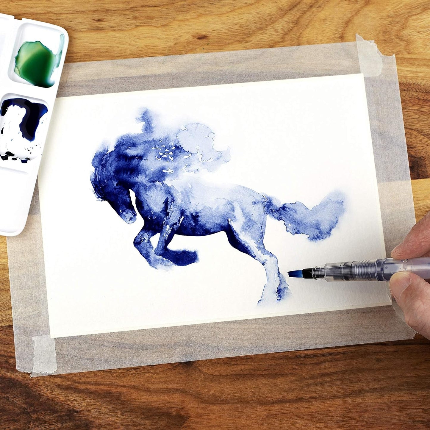 Chromatek AquaPens. Set of 6 Refillable Aqua Watercolor Brushes with Nylon Tips. Easy Water Brush Pens for Painting. Blending & Calligraphy. Includes Online Video Tutorials & Templates