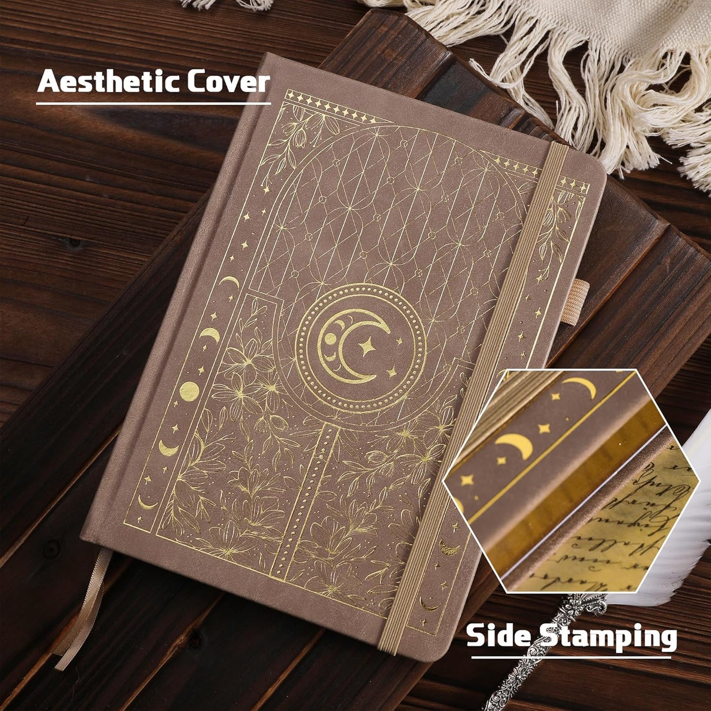 TIEFOSSI Bullet Dotted Journal Notebook, 160gsm 256 Numbered Thick Paper, A5 Hardcover Dotted Grid Diary for Women Men Work Writing, Bullet Dot Journaling, Drawing, 5.8 x 8.3 in