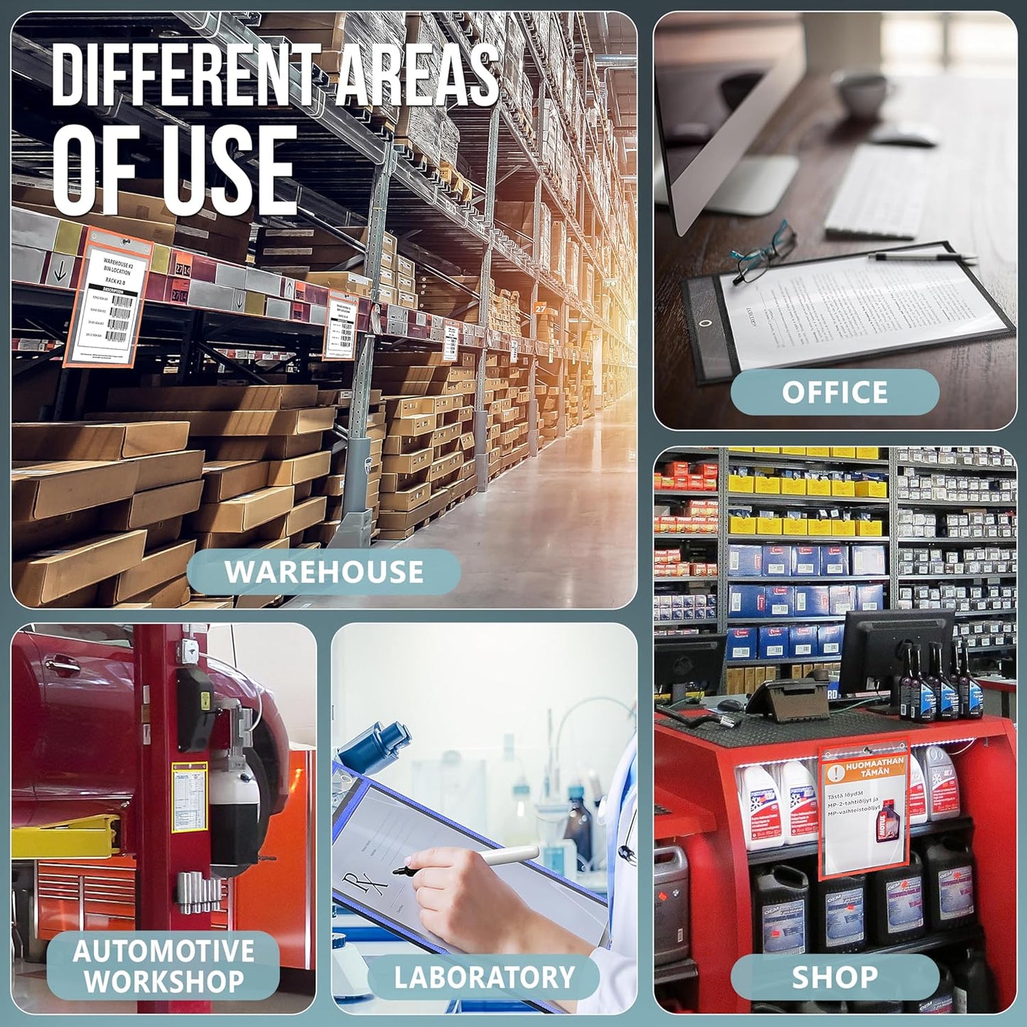 50 Pack Job Ticket Holders 9x12 inch - Colored Work Order Plastic Sleeves Shop Ticket Holders Dry Erase Pocket Sleeves Dry Erase Pockets Clear Pocket Sleeve Tickets Holder Plastic Sleeve