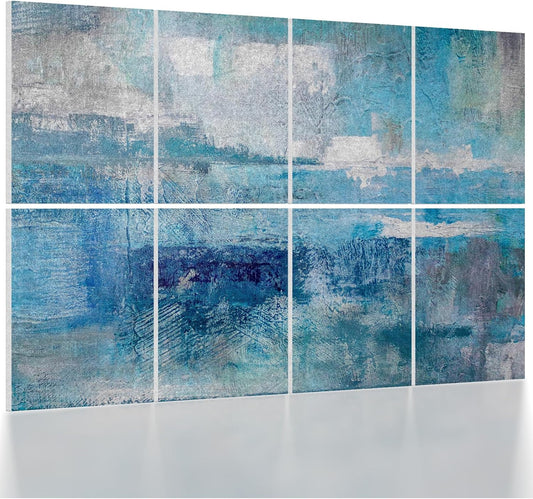 UMIACOUSTICS 8 Pcs 0.7Inch Thick Art Acoustic Panels, Total 47.2” x 31.5” Decorative Sound Absorbing Art Panels, Acoustical Wall Panels for Home, Office, Hotel, Snow-Blue Dyeing-Fog