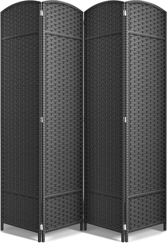 Sorbus 4 Panel Room Divider 6 ft. Tall - Privacy Screen, Extra Wide Double Hinged Panels, Mesh Hand-Woven Design, Partition Room Dividers and Folding Privacy Screens, Wall Divider for Room Separation